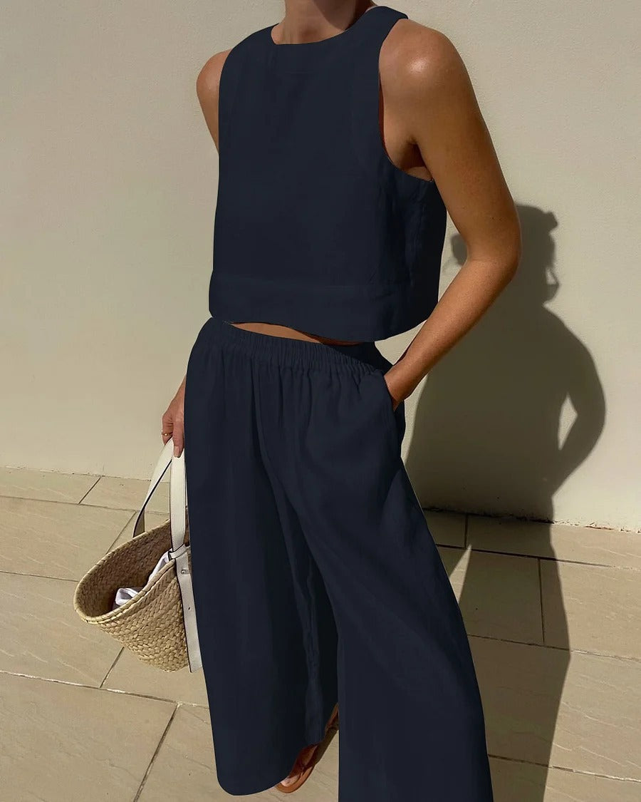 Variant image for Elegante Linnen Tweedelige Set Dames - Lichtgewicht en Ademend voor de Zomer-19
