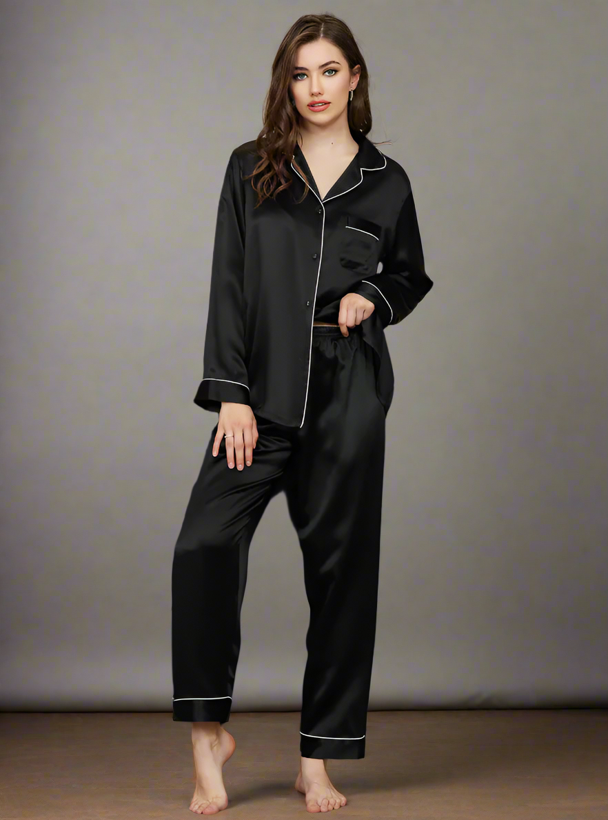 Sophia - Tweedelige Klassieke Zijde Pyjama Set