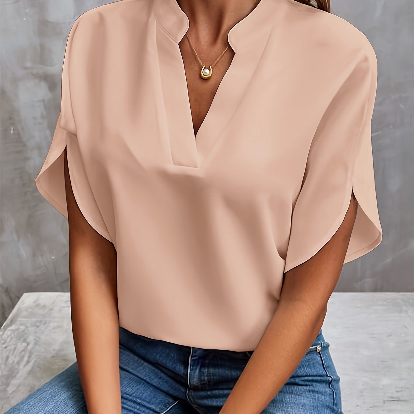 Marilou - Blouse met Korte Mouwen en V-Hals voor Dames