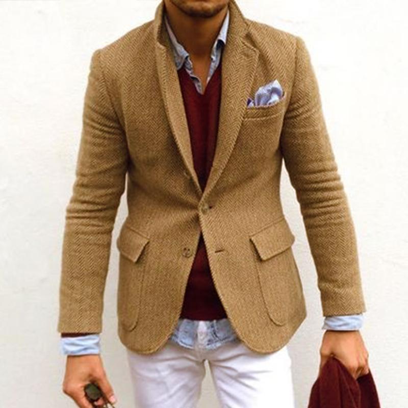 Vintage | Visgraatwol blend blazer met revers 5