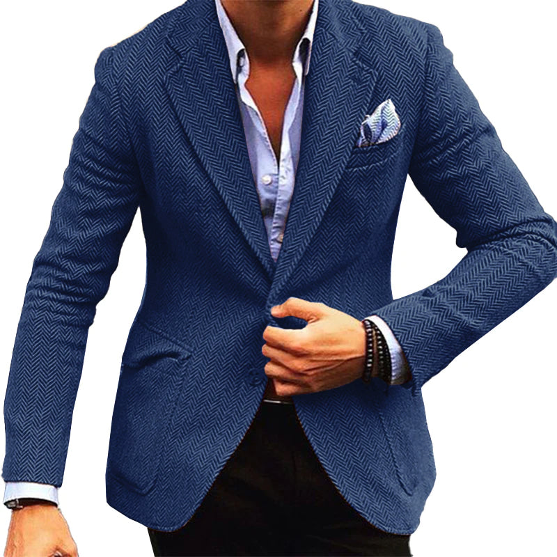 Vintage | Visgraatwol blend blazer met revers 6