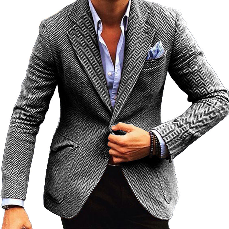 Vintage | Visgraatwol blend blazer met revers 8