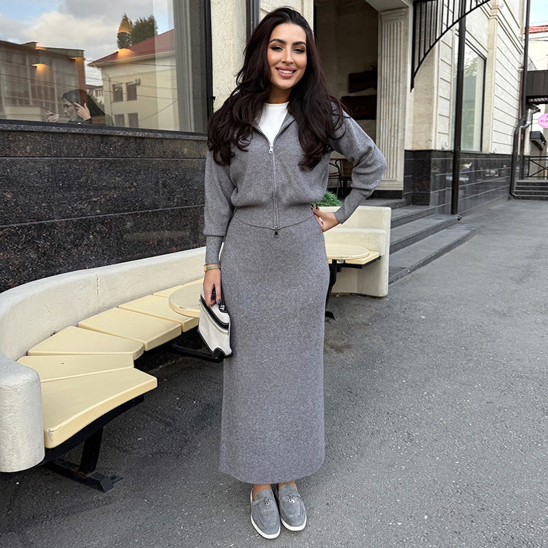 Warme gebreide winterset | Tweedelig met ritssluiting 1