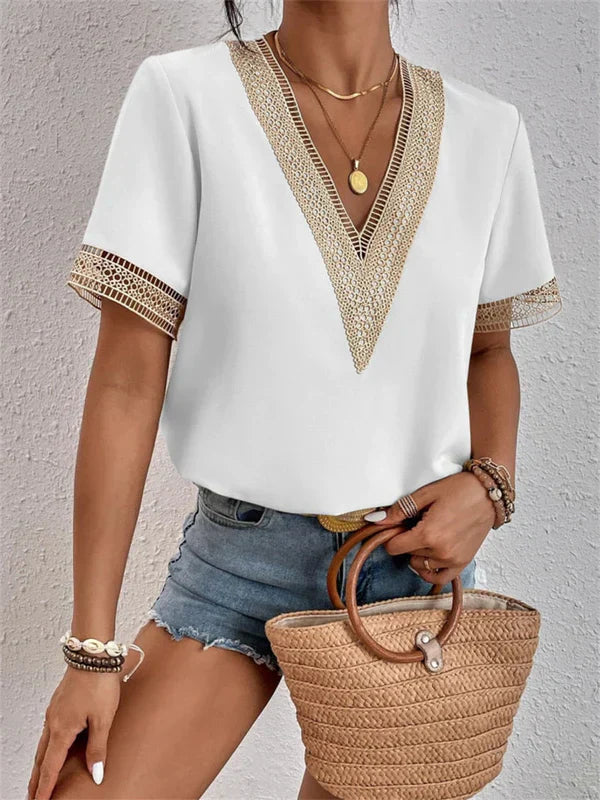 Lavinia - elegante V-hals Kant Top