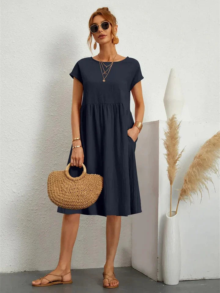 Monique - Stijlvol en Elegante Linnen Zomerjurk voor Vrouwen