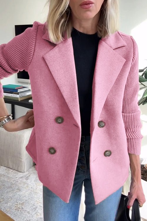 Lichtgewicht getailleerde blazer met gebreide mouwen – Casual kleding voor dames