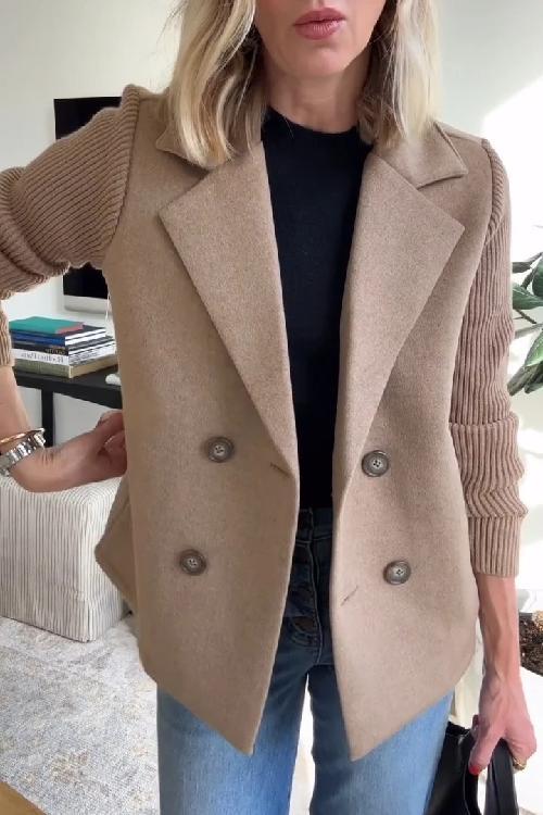 Lichtgewicht getailleerde blazer met gebreide mouwen – Casual kleding voor dames