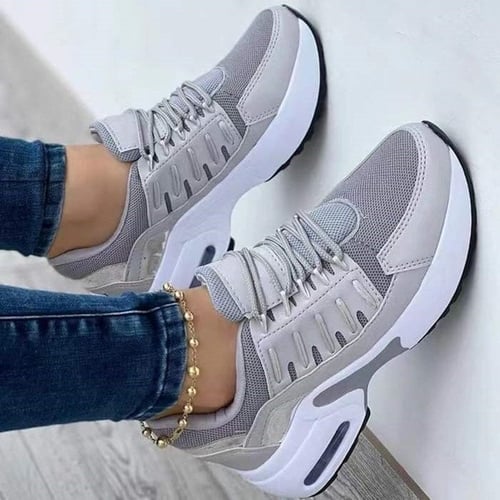 Evelyn - Trendy Sneakers met Hoge Zool en Veters