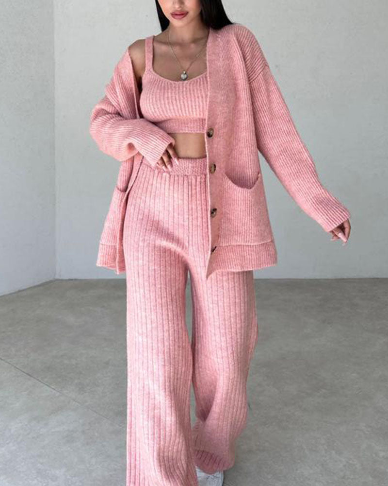 Jolie - Elegante Driedelige Gebreide en Comfortabele Set voor Dames