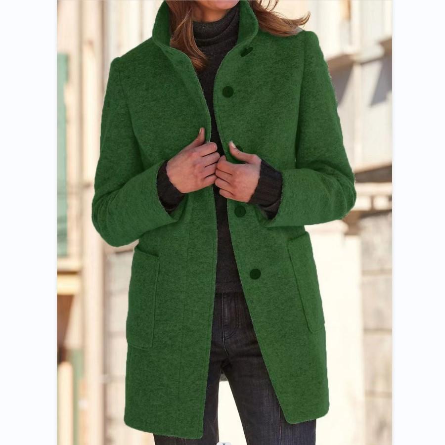 Klassieke en stijlvolle wollen trenchcoat met retro knoopsluiting voor dames