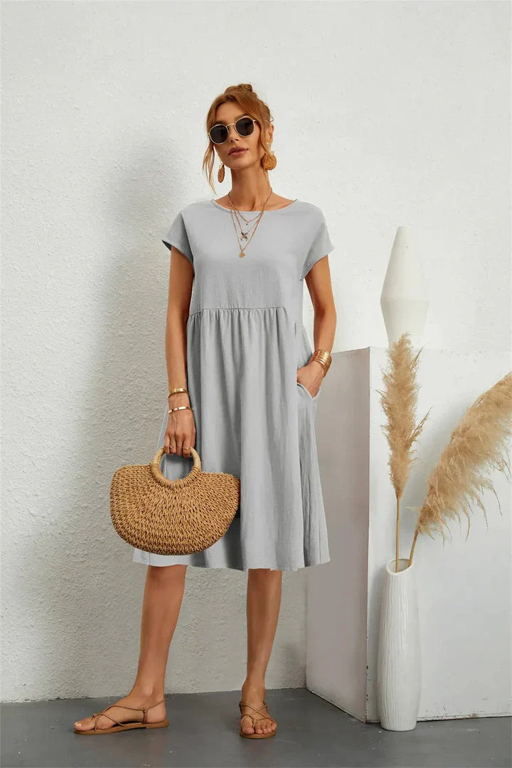 Monique - Stijlvol en Elegante Linnen Zomerjurk voor Vrouwen