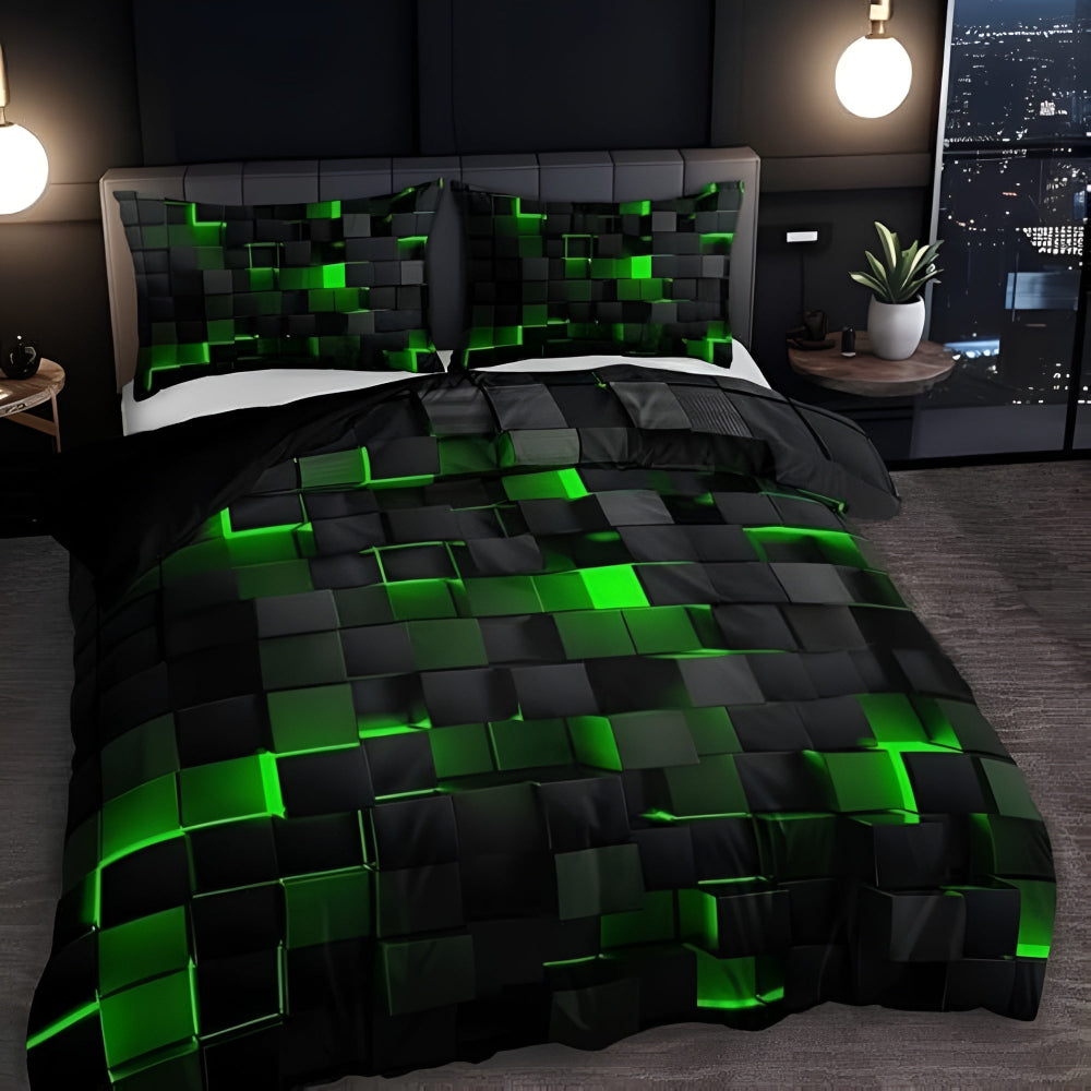 Neon 3D Raster Dekbedovertrekset - Lichtgewicht Modern Beddengoed