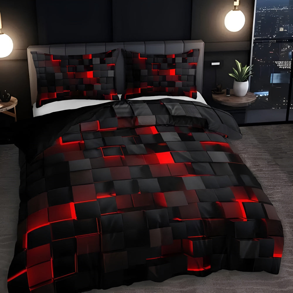 Neon 3D Raster Dekbedovertrekset - Lichtgewicht Modern Beddengoed