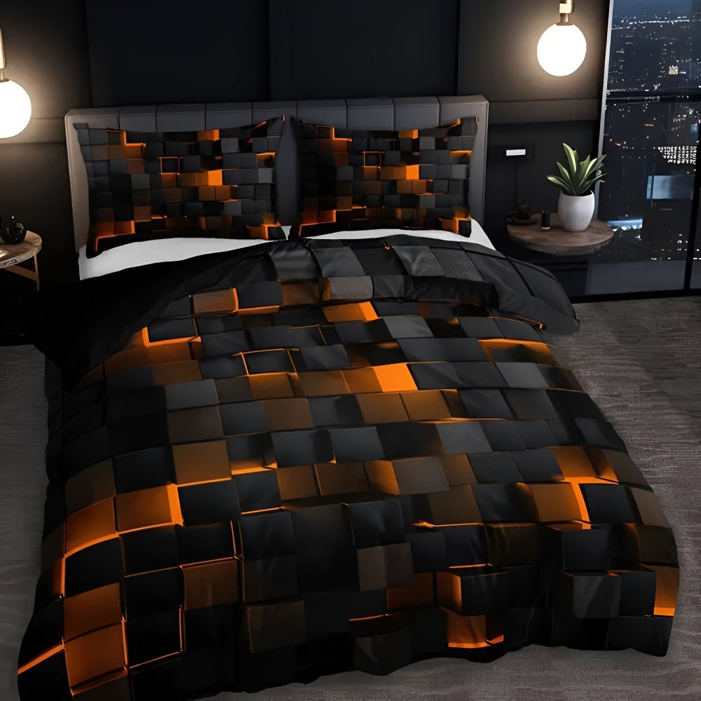 Neon 3D Raster Dekbedovertrekset - Lichtgewicht Modern Beddengoed