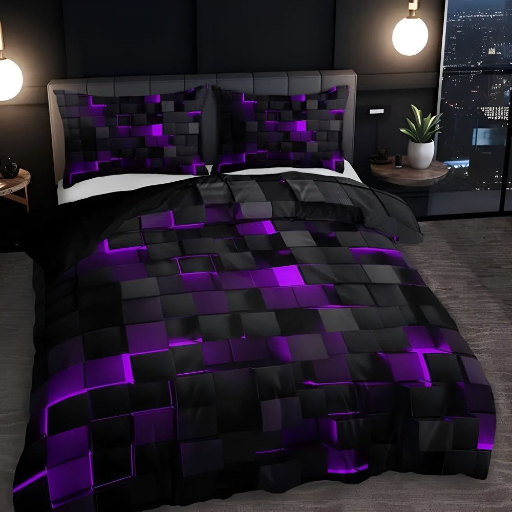Neon 3D Raster Dekbedovertrekset - Lichtgewicht Modern Beddengoed