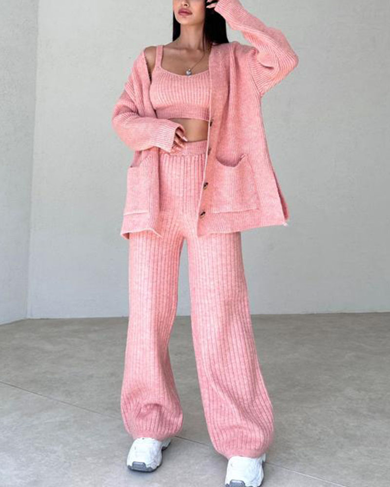 Jolie - Elegante Driedelige Gebreide en Comfortabele Set voor Dames