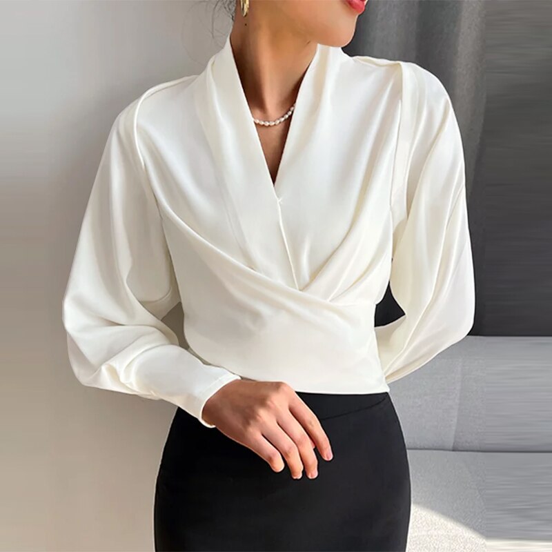 Serilda - Ballonmouw V-hals Blouse
