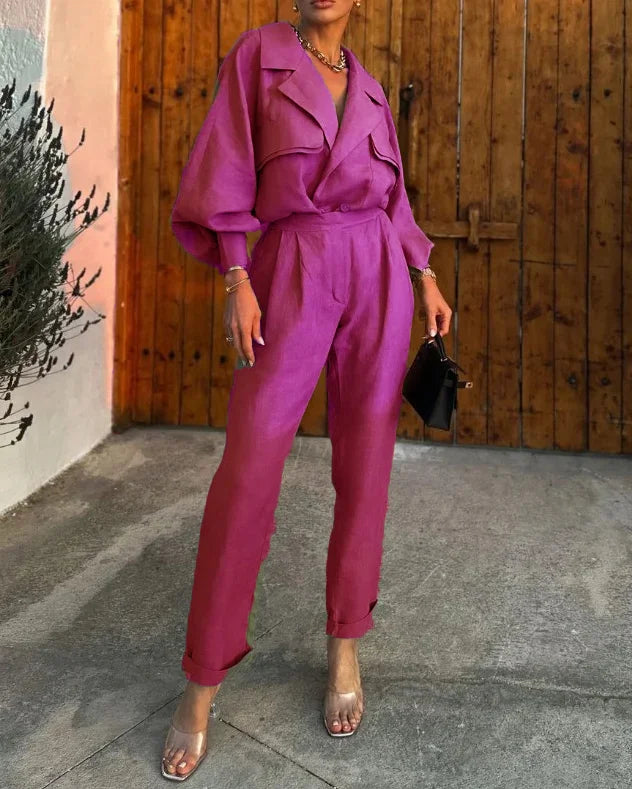 Selina - Casual Moderne Top en Broek Set
