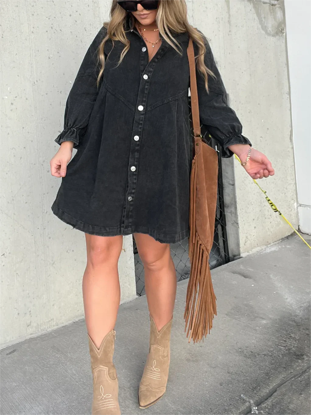 Michelle - Trendy en Stijlvolle Denim Jurk met Knoopsluiting voor Dames