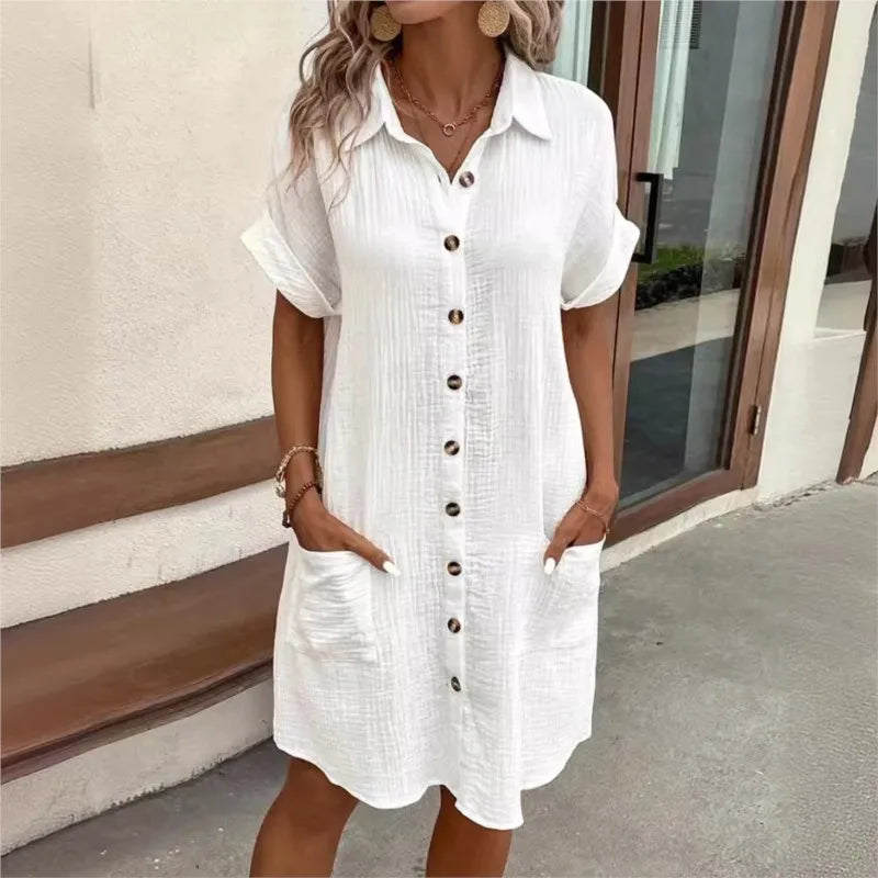 Anne - Comfortabele en Casual Zomerjurk met Korte Mouw