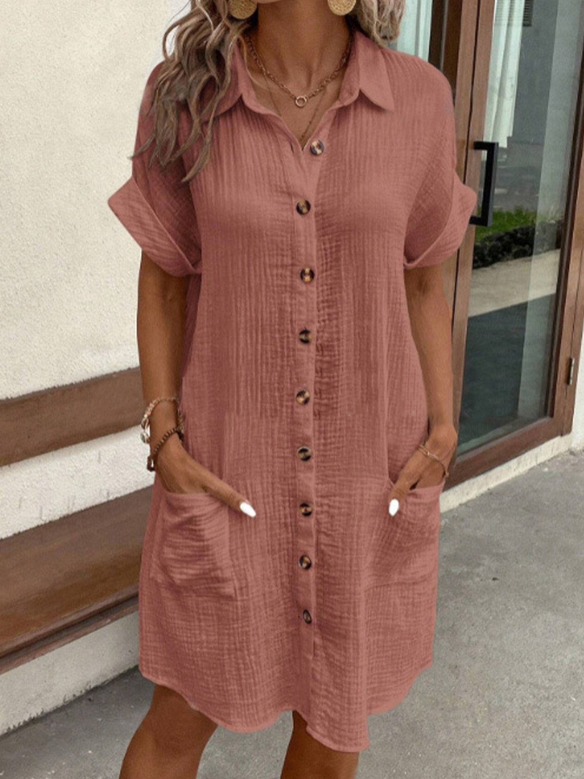 Anne - Comfortabele en Casual Zomerjurk met Korte Mouw