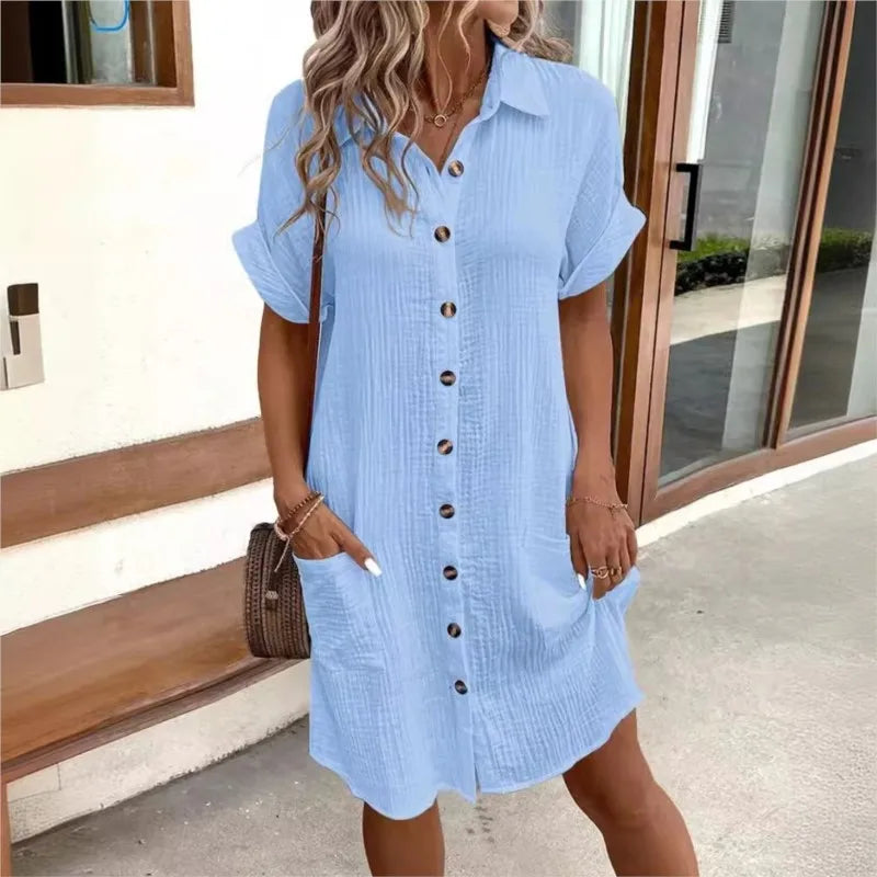 Anne - Comfortabele en Casual Zomerjurk met Korte Mouw