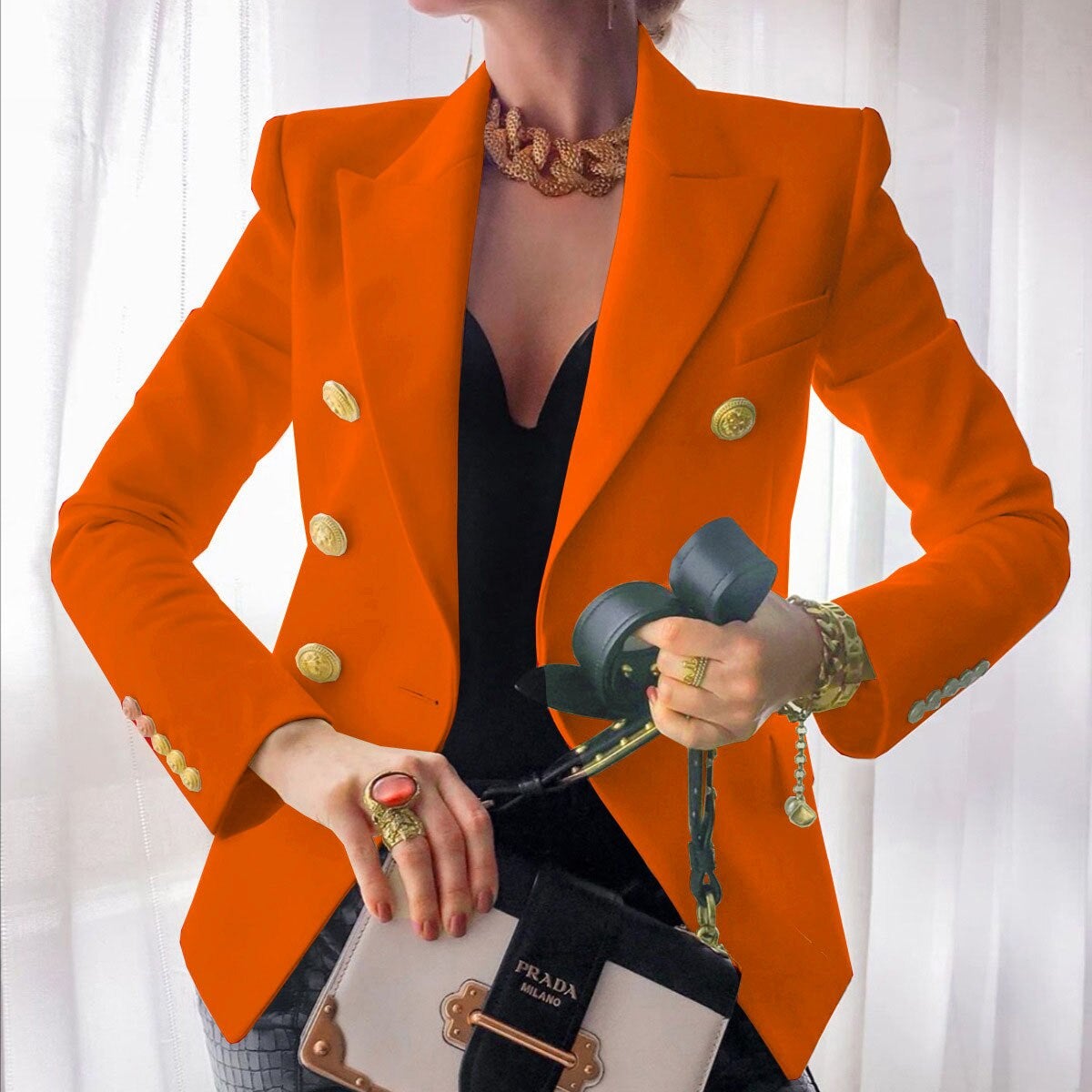 Lange getailleerde blazer met stijlvolle knopen - Elegante damesjas in jasstijl