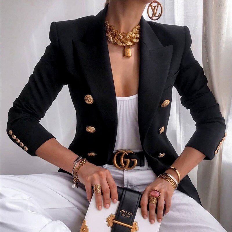Lange getailleerde blazer met stijlvolle knopen - Elegante damesjas in jasstijl