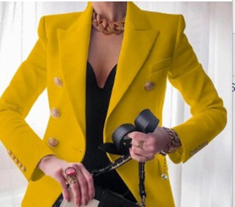 Lange getailleerde blazer met stijlvolle knopen - Elegante damesjas in jasstijl