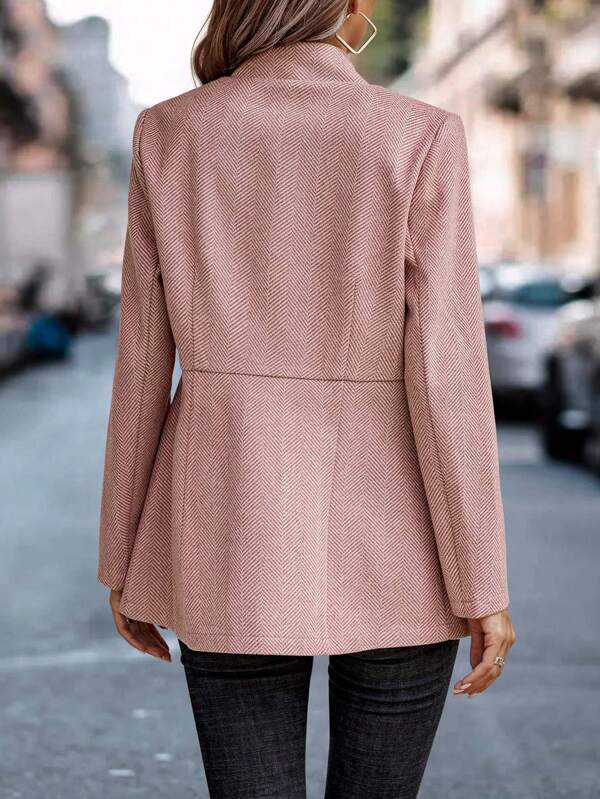 Stijlvolle moderne roze effen blazer met lange mouwen voor dames