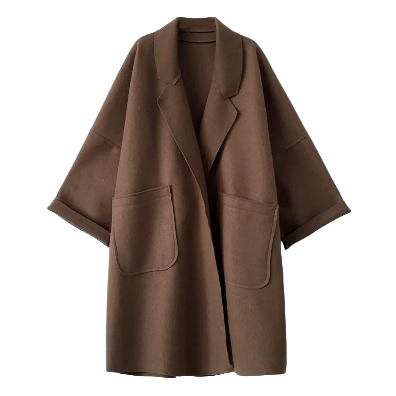 Klassieke oversized double breasted trenchcoat van wolmix voor dames