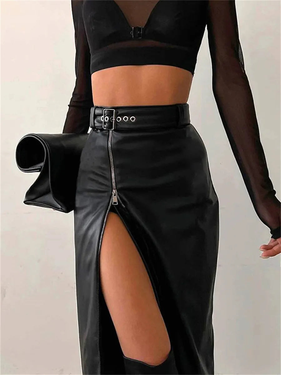 Daria - Elegante kokerrok van PU leer